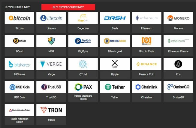 1xbit accepted cryptocurrencies list